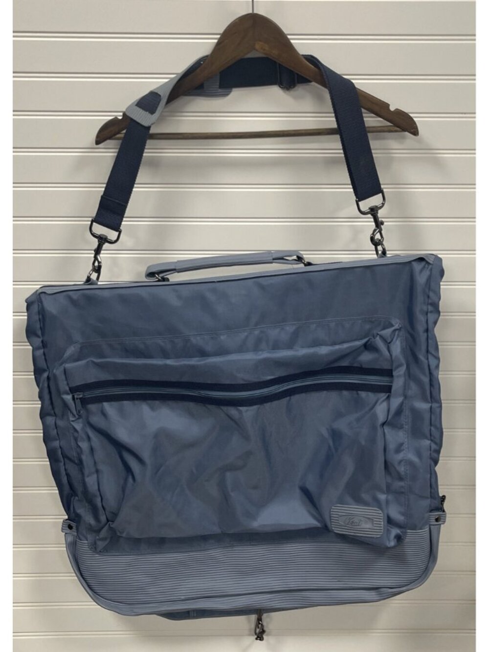 Vintage Verdi 60s Mens Travel Case Folding Suit Garment Bag Blue 24" x 44" Large